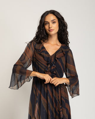 Vestido largo gasa manga larga Celene