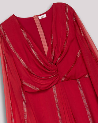 Vestido largo rojo manga larga Coralina