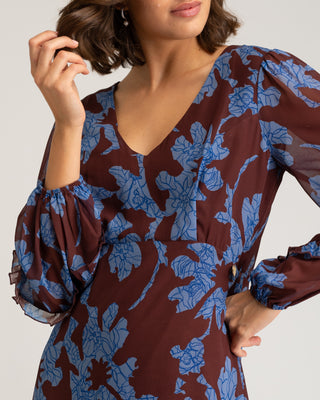 Vestido chocolate flores azules Nara