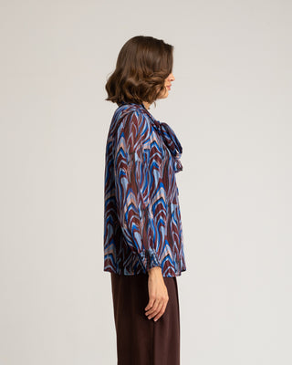 Blusa azul y marrón Varine