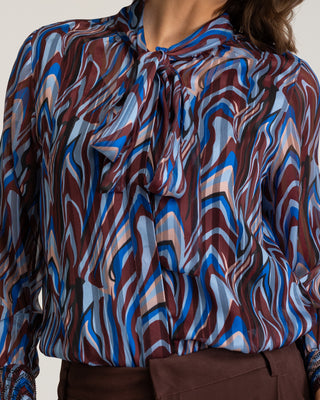 Blusa azul y marrón Varine
