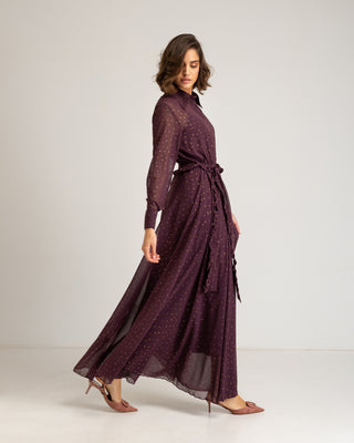 Vestido camisero berenjena Tessala