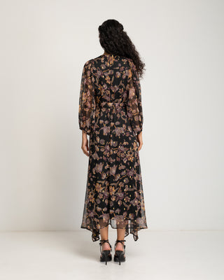 Vestido flores manga larga Liena
