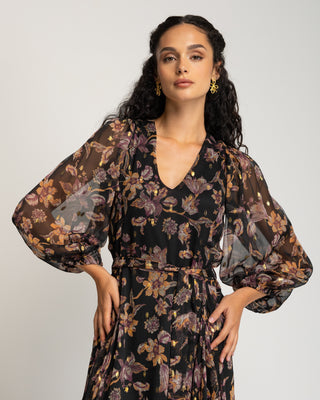 Vestido flores manga larga Liena