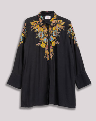 Camisa estampada flores Bani Negra