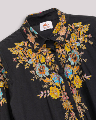 Camisa estampada flores Bani Negra