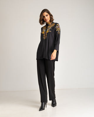 Camisa estampada flores Bani Negra