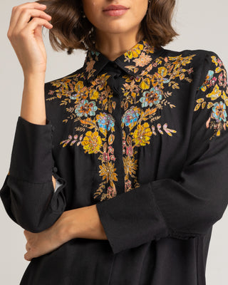 Camisa estampada flores Bani Negra