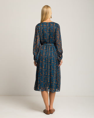 Vestido azul estampado flores Junia