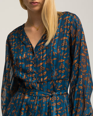 Vestido azul estampado flores Junia