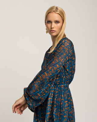 Vestido azul estampado flores Junia