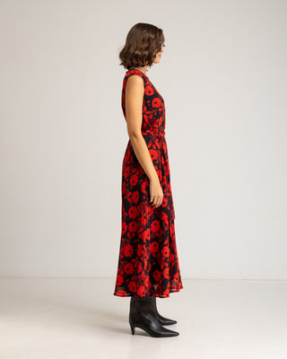 Vestido rojo largo sin mangas Milena