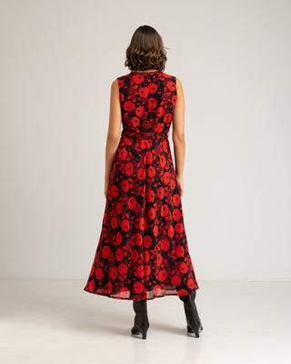 Vestido rojo largo sin mangas Milena