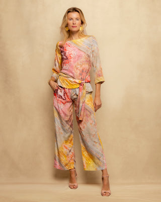 Blusa estampada con lazada lateral asimétrica Sahara