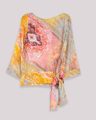 Blusa estampada con lazada lateral asimétrica Sahara