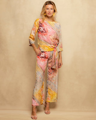 Blusa estampada con lazada lateral asimétrica Sahara