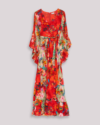 vestido largo rojo manga larga 9