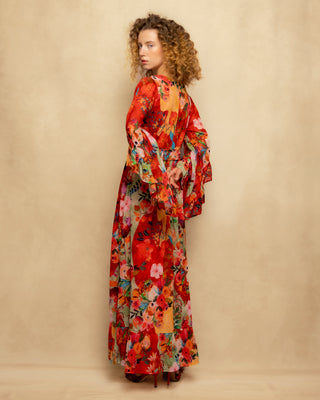 vestido largo rojo manga larga 8