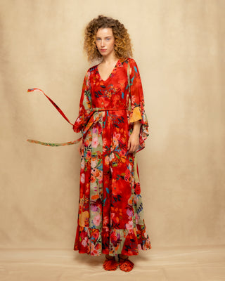 vestido largo rojo manga larga 1