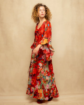 vestido largo rojo manga larga 3