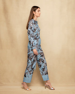 pantalon azul estampado floral 2