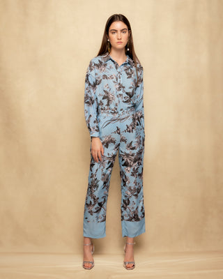 pantalon azul estampado floral 1