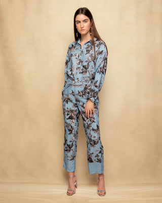 pantalon azul estampado floral 5