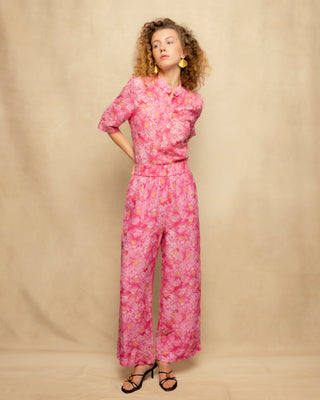 pantalon fluido estampado rosa 4