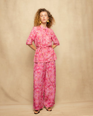 pantalon fluido estampado rosa 6