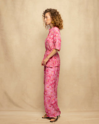 pantalon fluido estampado rosa 7