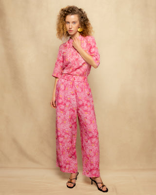 pantalon fluido estampado rosa 5