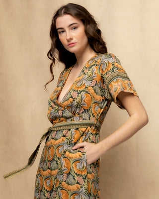 vestido largo estampado flores  2
