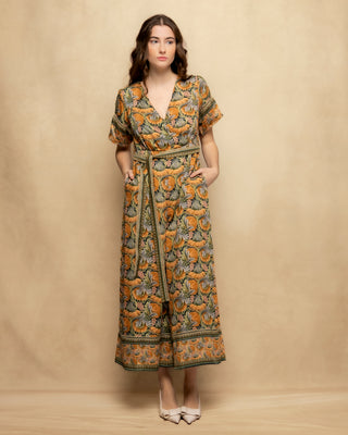 vestido largo estampado flores  1