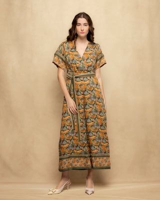 vestido largo estampado flores  4