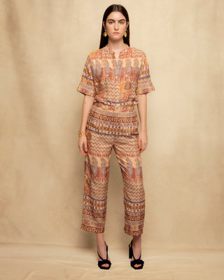 pantalon estampado marron 1