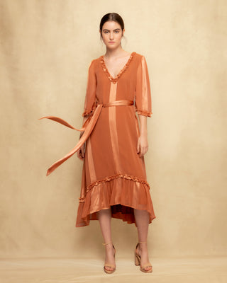 vestido midi naranja 1