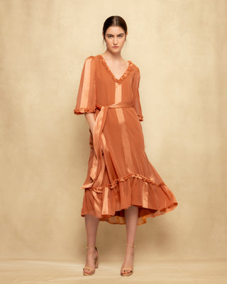 vestido midi naranja 4