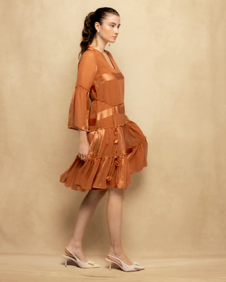vestido naranja satinado 6