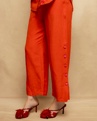 pantalon lino naranja 5