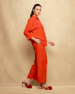 pantalon lino naranja 2