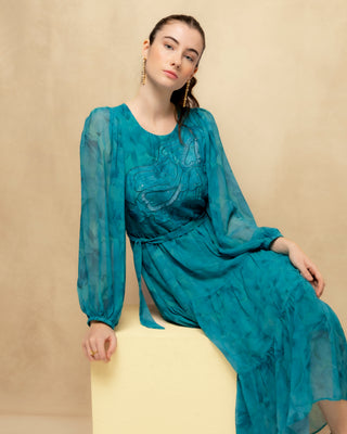 vestido midi manga abullonada 1