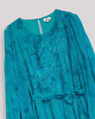 vestido midi manga abullonada 8