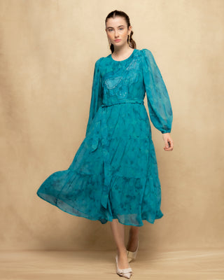 vestido midi manga abullonada 2