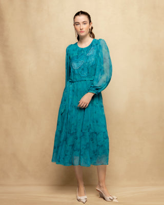 vestido midi manga abullonada 3