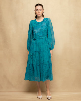 vestido midi manga abullonada 4