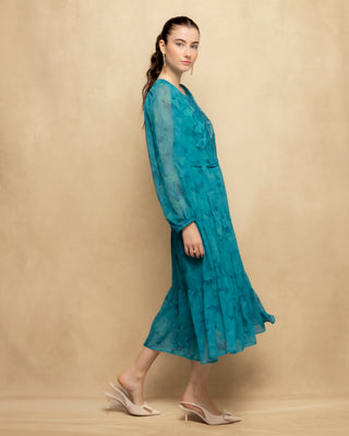 vestido midi manga abullonada 5
