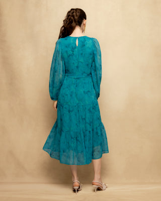 vestido midi manga abullonada 6