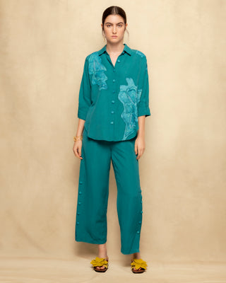 camisa azul turquesa lino 9