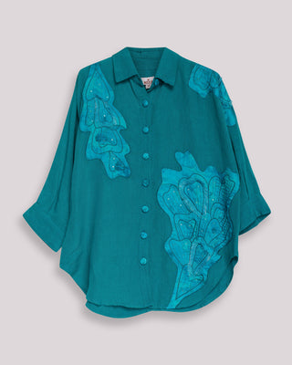 camisa azul turquesa lino 10