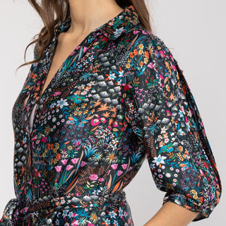 Vestido de camisa recta con mangas francesas